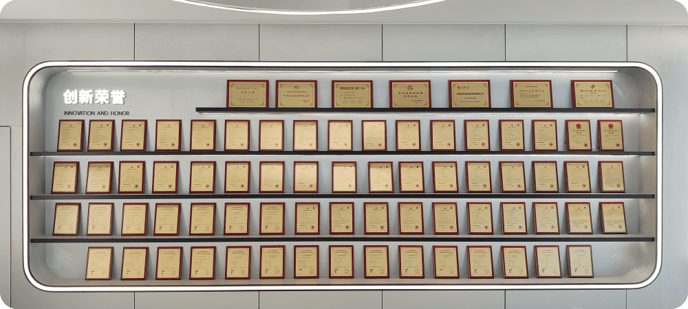 parede de patentes de honra e inovação da empresa